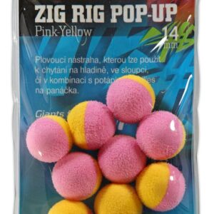 Giants Fishing Pěnové plovoucí boilie Zig Rig Pop-Up 14mm - pink-yellow 10ks